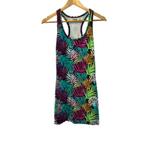 GARAGE Tropical Print Stretch Racerback Mini Dress XS